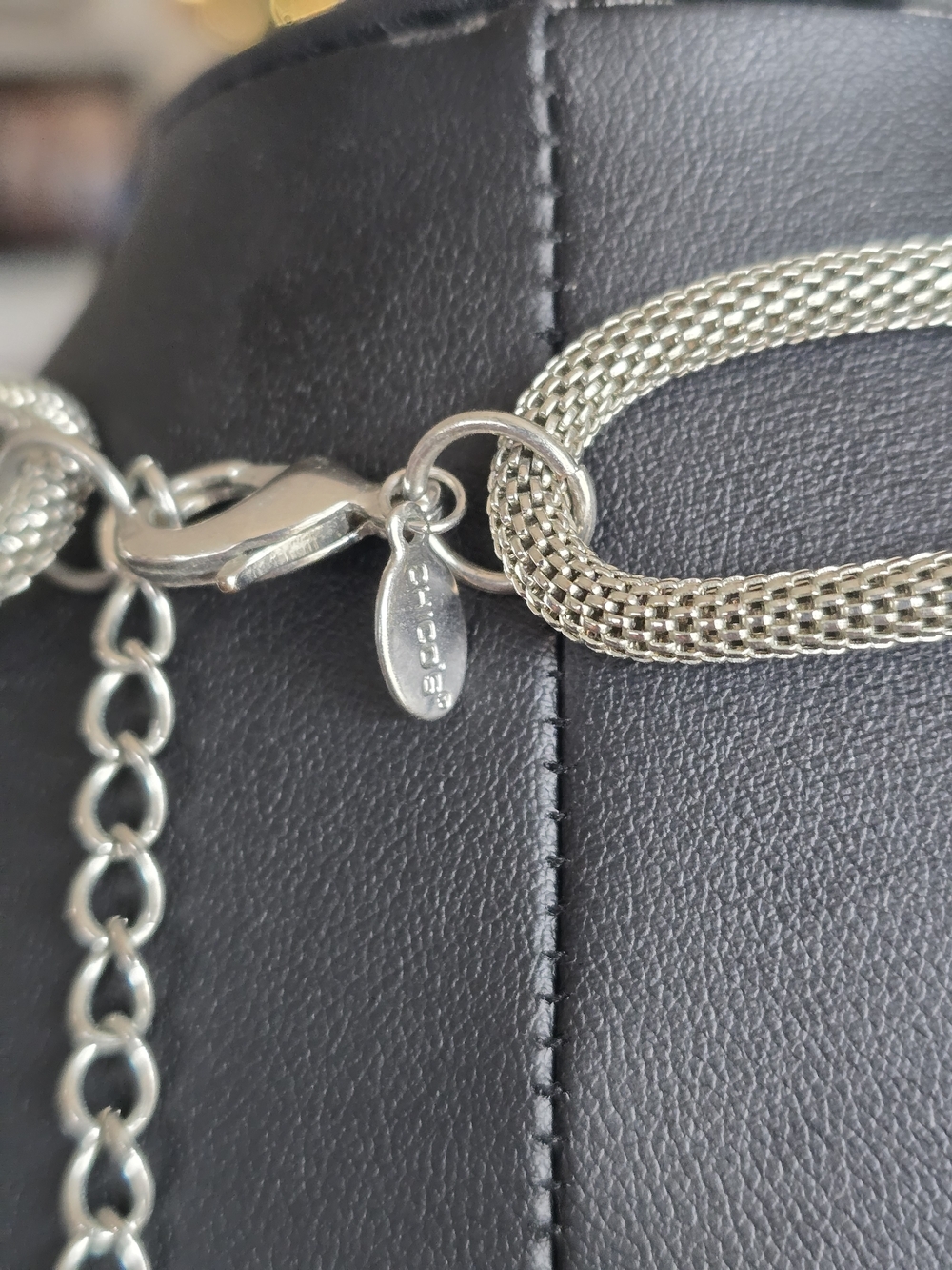 Long Textured Link Necklace - Silver Tone - Picture 7 of 7